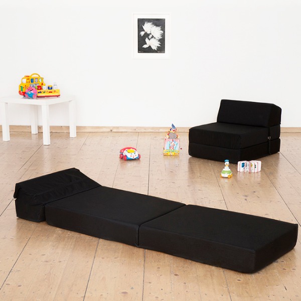 Vico Kid s Foam Chair Bed - Plain Colours Black Thumbnail0